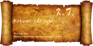 Kotvan Tünde névjegykártya